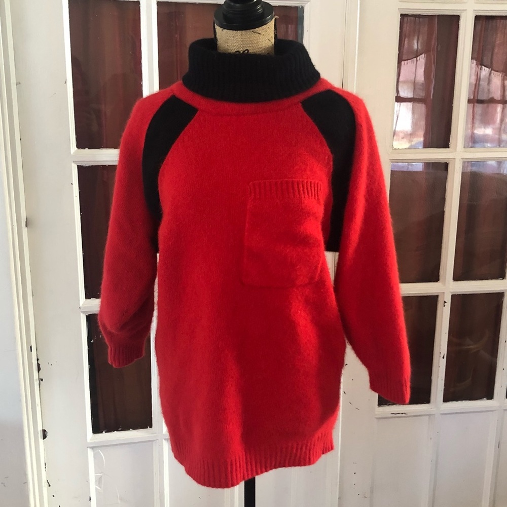Chunky Color Block Turtle Neck Sweater - image 1